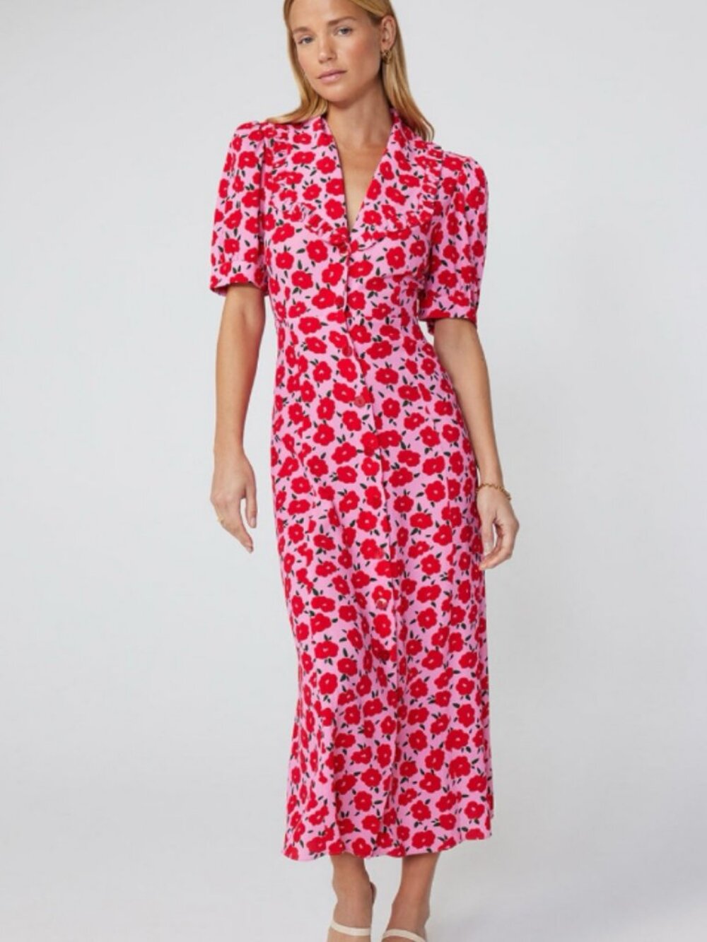 KITRI Bethany Pink Floral Tea Dress Size 10
